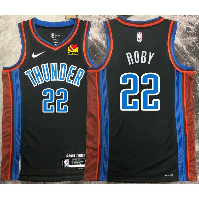 Isaiah Roby OKC Thunder #22 Black 2022-23_City Jersey with LOVES Sponsor Patch