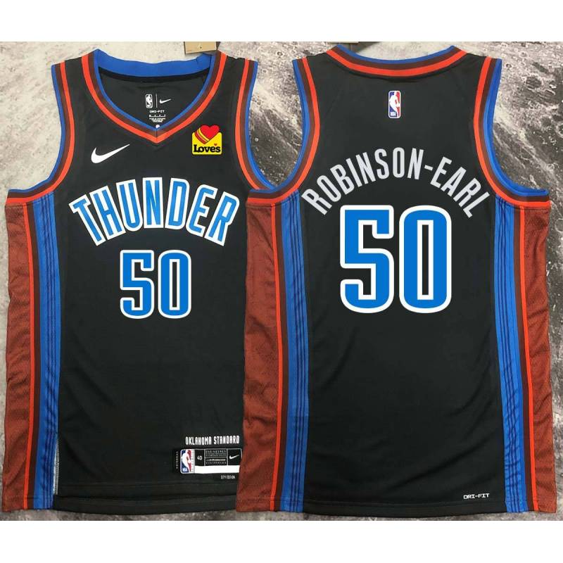 Jeremiah Robinson-Earl OKC Thunder #50 Black 2022-23_City Jersey with LOVES Sponsor Patch