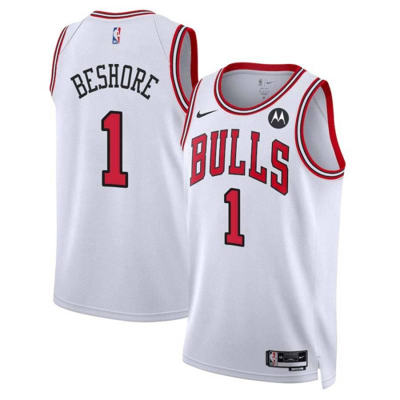 Del Beshore Chicago Bulls White Jersey with Motorola Sponsor Patch