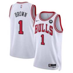 Randy Brown Chicago Bulls White Jersey with Motorola Sponsor Patch