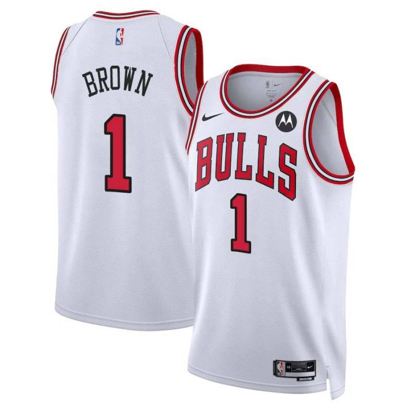 Randy Brown Chicago Bulls White Jersey with Motorola Sponsor Patch