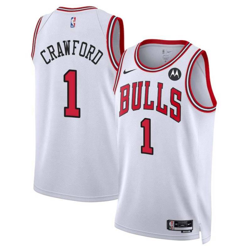 Jamal Crawford Chicago Bulls White Jersey with Motorola Sponsor Patch