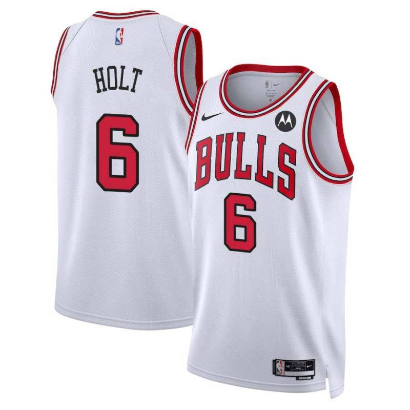 A.W. Holt Chicago Bulls White Jersey with Motorola Sponsor Patch