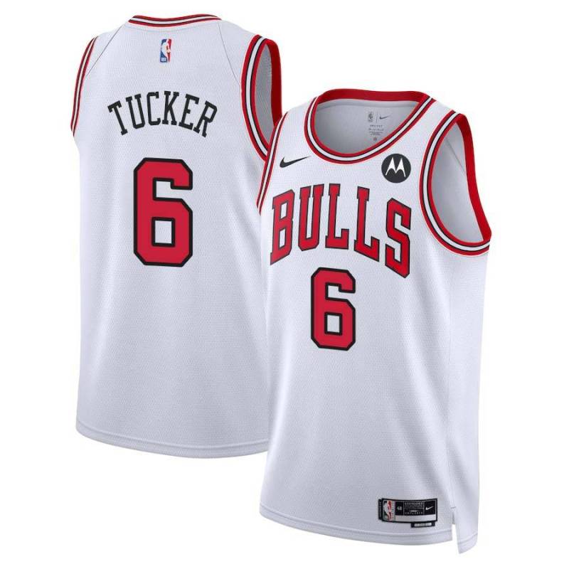 Trent Tucker Chicago Bulls White Jersey with Motorola Sponsor Patch