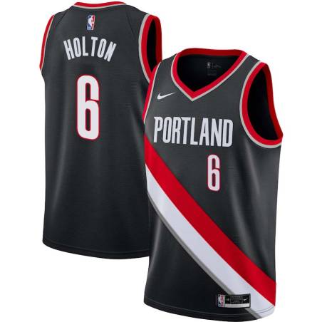 Black Mike Holton Twill Basketball Jersey -Trail Blazers #6 Holton Twill Jerseys, FREE SHIPPING