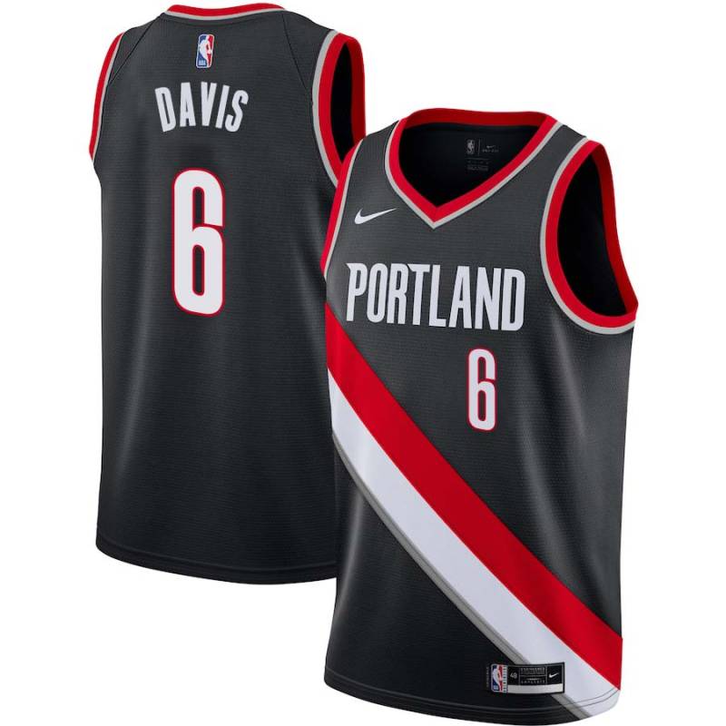 Black Walter Davis Twill Basketball Jersey -Trail Blazers #6 Davis Twill Jerseys, FREE SHIPPING