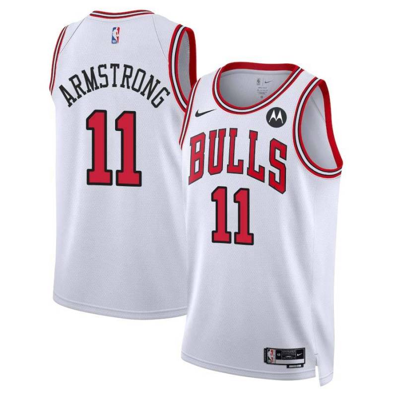 B.J. Armstrong Chicago Bulls White Jersey with Motorola Sponsor Patch