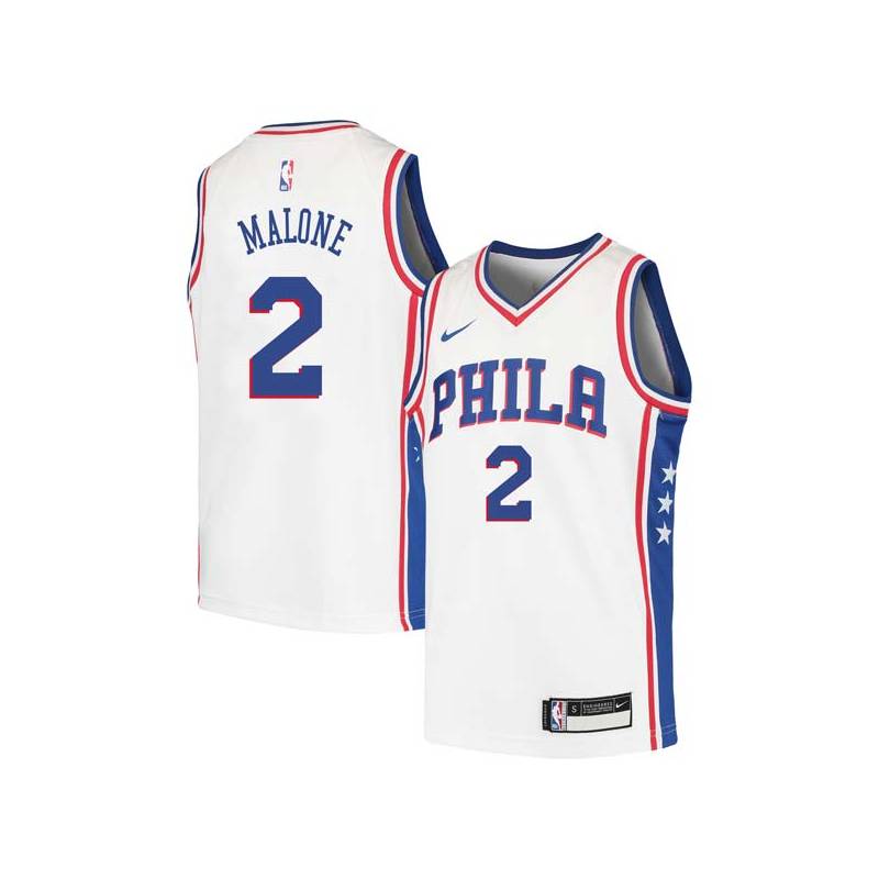 White Moses Malone Twill Basketball Jersey -76ers #2 Malone Twill Jerseys, FREE SHIPPING