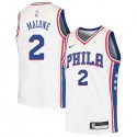 White Moses Malone Twill Basketball Jersey -76ers #2 Malone Twill Jerseys, FREE SHIPPING