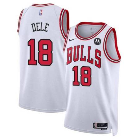 Bison Dele Chicago Bulls White Jersey with Motorola Sponsor Patch