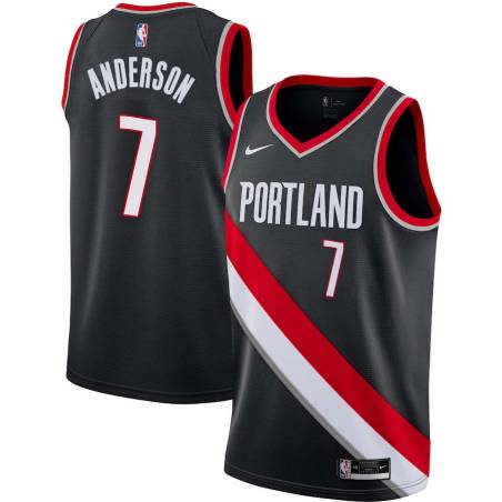 Black Kenny Anderson Twill Basketball Jersey -Trail Blazers #7 Anderson Twill Jerseys, FREE SHIPPING