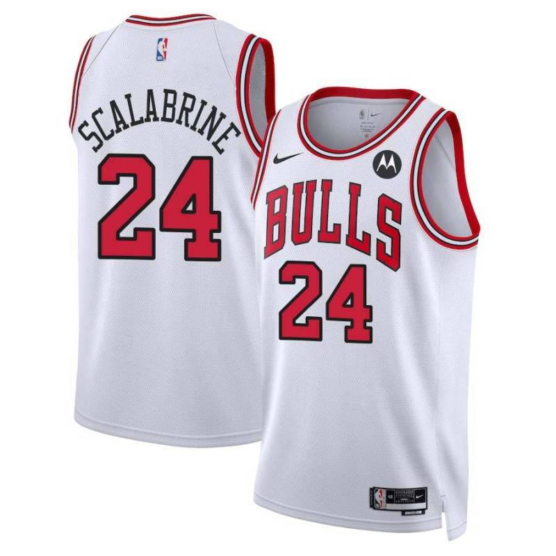 Brian Scalabrine Chicago Bulls White Jersey with Motorola Sponsor Patch