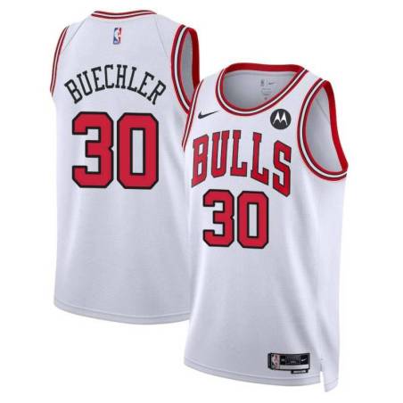 Jud Buechler Chicago Bulls White Jersey with Motorola Sponsor Patch