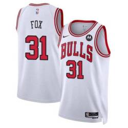 Jim Fox Chicago Bulls White Jersey with Motorola Sponsor Patch