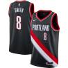 Black Steve Smith Twill Basketball Jersey -Trail Blazers #8 Smith Twill Jerseys, FREE SHIPPING