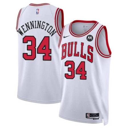 Bill Wennington Chicago Bulls White Jersey with Motorola Sponsor Patch