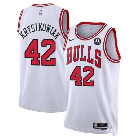 Larry Krystkowiak Chicago Bulls White Jersey with Motorola Sponsor Patch