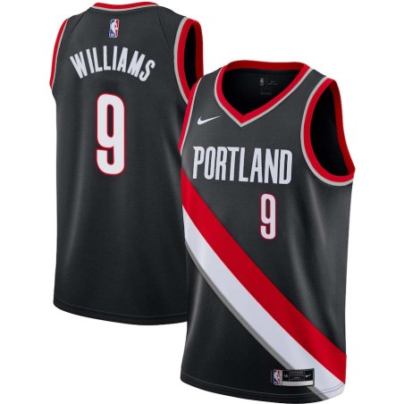 Black Elliot Williams Twill Basketball Jersey -Trail Blazers #9 Williams Twill Jerseys, FREE SHIPPING