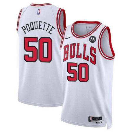 Ben Poquette Chicago Bulls White Jersey with Motorola Sponsor Patch