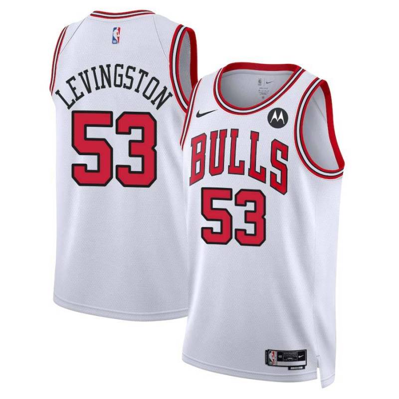 Cliff Levingston Chicago Bulls White Jersey with Motorola Sponsor Patch