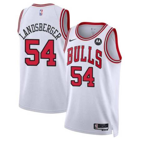 Mark Landsberger Chicago Bulls White Jersey with Motorola Sponsor Patch