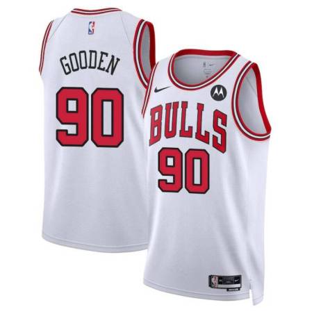 Drew Gooden Chicago Bulls White Jersey with Motorola Sponsor Patch