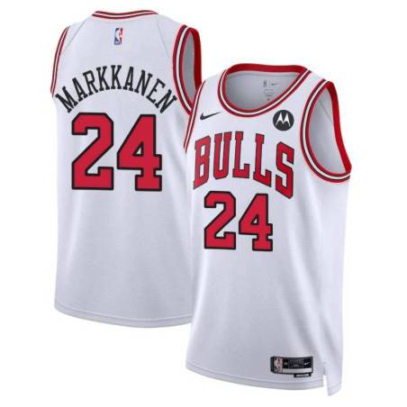 Lauri Markkanen Chicago Bulls White Jersey with Motorola Sponsor Patch