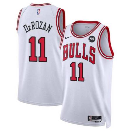 DeMar DeRozan Chicago Bulls White Jersey with Motorola Sponsor Patch