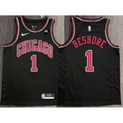 Del Beshore Chicago Bulls Black Jersey with Motorola Sponsor Patch