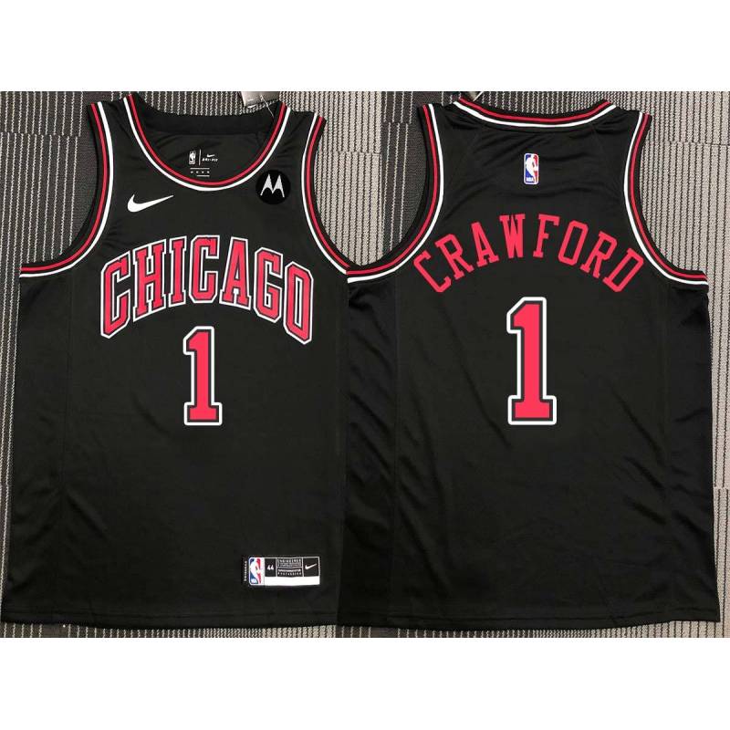 Jamal Crawford Chicago Bulls Black Jersey with Motorola Sponsor Patch