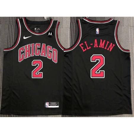 Khalid El-Amin Chicago Bulls Black Jersey with Motorola Sponsor Patch