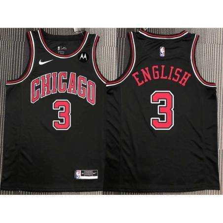 Jo Jo English Chicago Bulls Black Jersey with Motorola Sponsor Patch