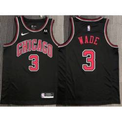 Dwyane Wade Chicago Bulls Black Jersey with Motorola Sponsor Patch