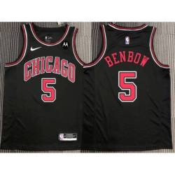 Leon Benbow Chicago Bulls Black Jersey with Motorola Sponsor Patch