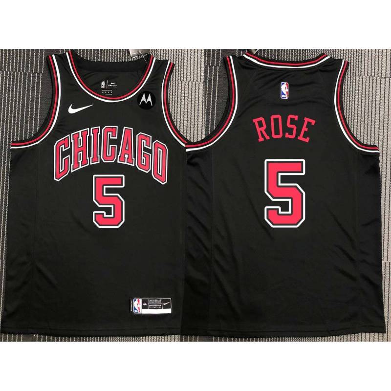 Jalen Rose Chicago Bulls Black Jersey with Motorola Sponsor Patch