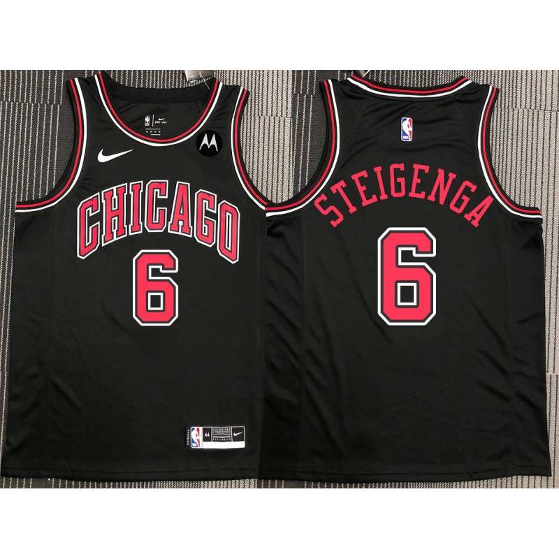 Matt Steigenga Chicago Bulls Black Jersey with Motorola Sponsor Patch