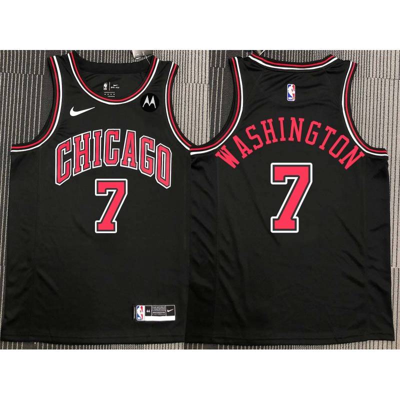 Jim Washington Chicago Bulls Black Jersey with Motorola Sponsor Patch