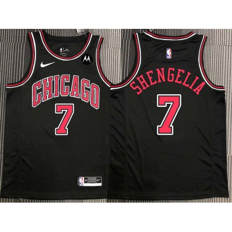 Tornike Shengelia Chicago Bulls Black Jersey with Motorola Sponsor Patch