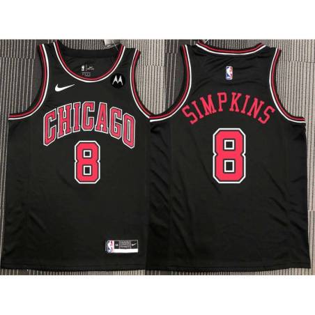 Dickey Simpkins Chicago Bulls Black Jersey with Motorola Sponsor Patch