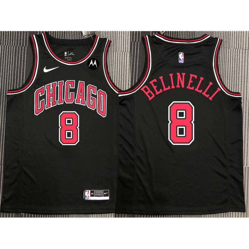 Marco Belinelli Chicago Bulls Black Jersey with Motorola Sponsor Patch