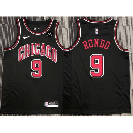 Rajon Rondo Chicago Bulls Black Jersey with Motorola Sponsor Patch