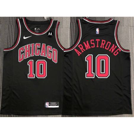 B.J. Armstrong Chicago Bulls Black Jersey with Motorola Sponsor Patch