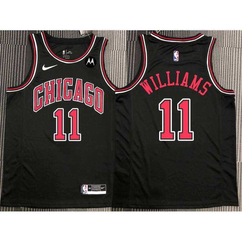 Jerome Williams Chicago Bulls Black Jersey with Motorola Sponsor Patch