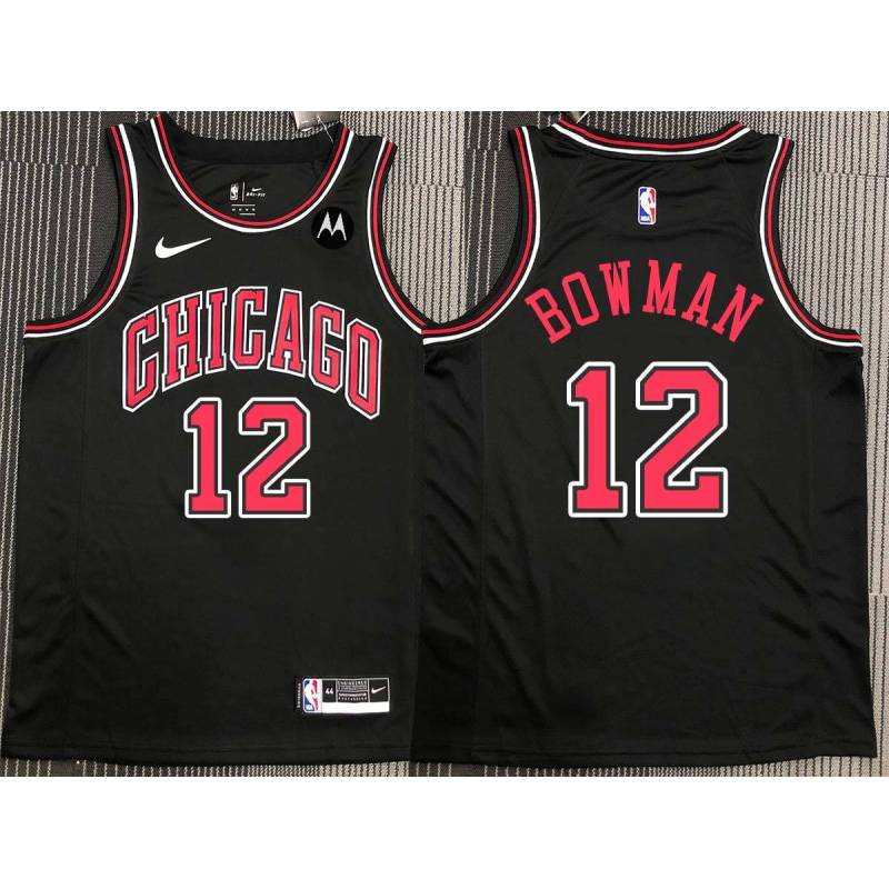 Nate Bowman Chicago Bulls Black Jersey with Motorola Sponsor Patch