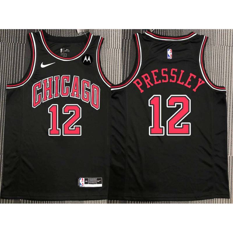 Dominic Pressley Chicago Bulls Black Jersey with Motorola Sponsor Patch