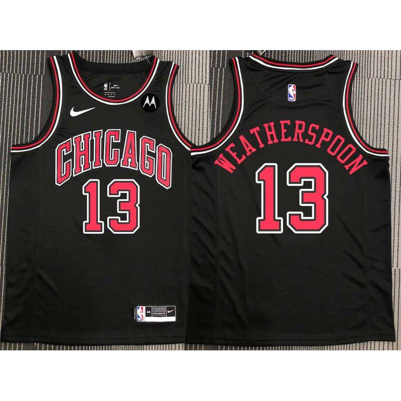 Nick Weatherspoon Chicago Bulls Black Jersey with Motorola Sponsor Patch