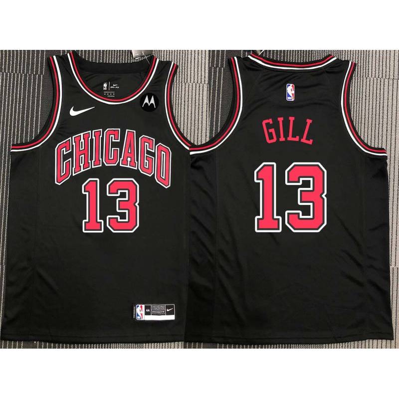 Kendall Gill Chicago Bulls Black Jersey with Motorola Sponsor Patch