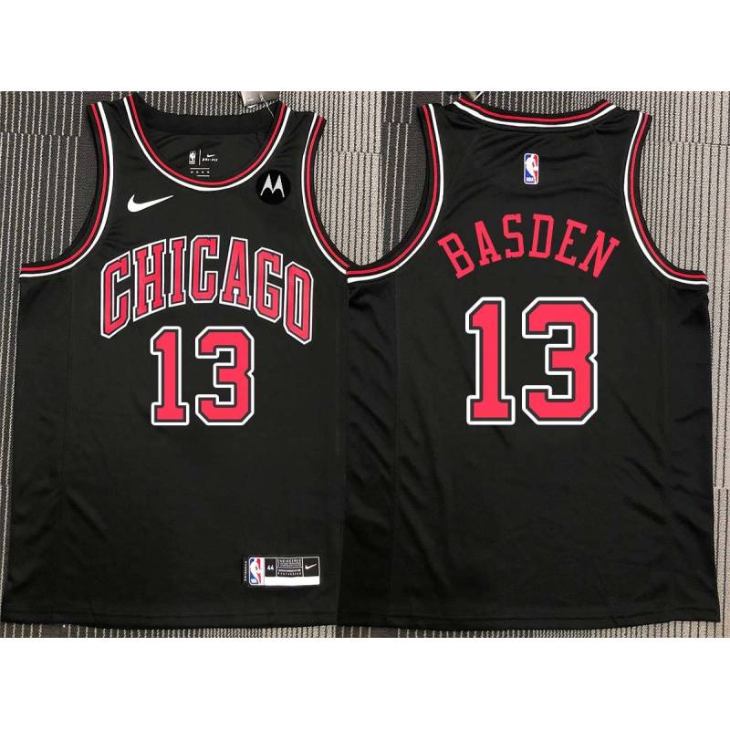 Eddie Basden Chicago Bulls Black Jersey with Motorola Sponsor Patch