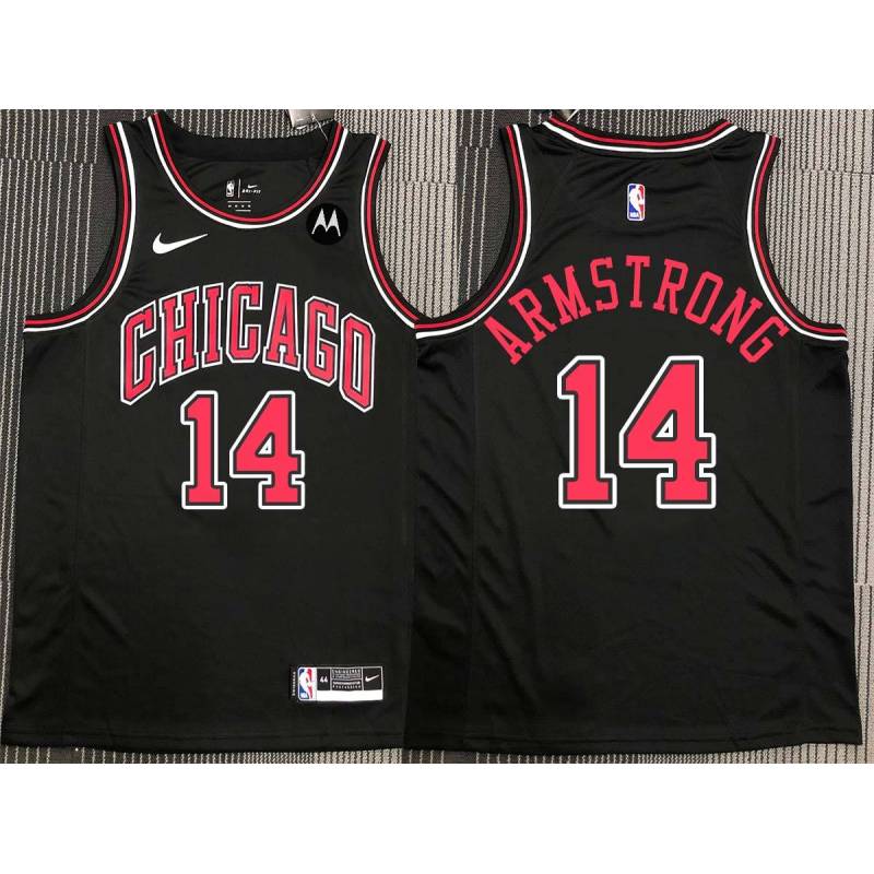 Tate Armstrong Chicago Bulls Black Jersey with Motorola Sponsor Patch