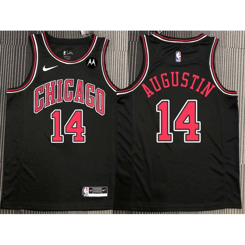 D.J. Augustin Chicago Bulls Black Jersey with Motorola Sponsor Patch